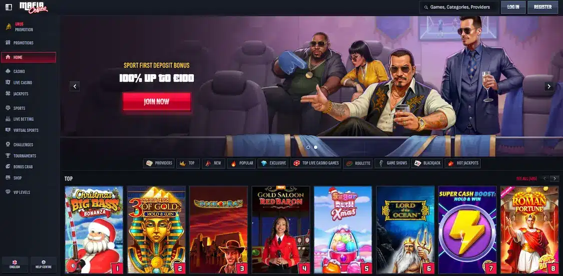 mafia casino forside med nye spill