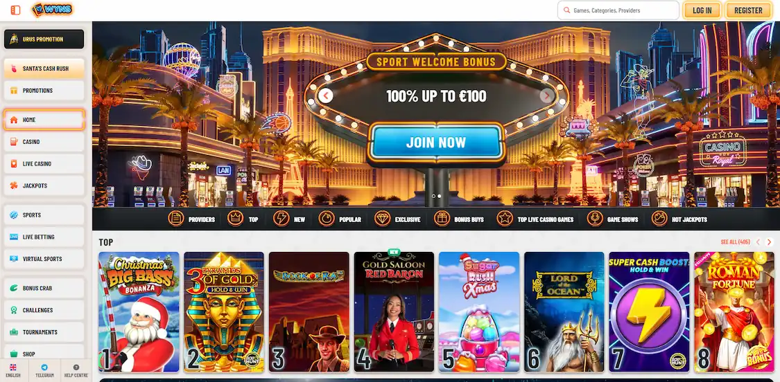 wyns casino forside med nytt design